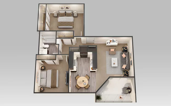 2 Bedroom 1 Bath 7464A floor plan